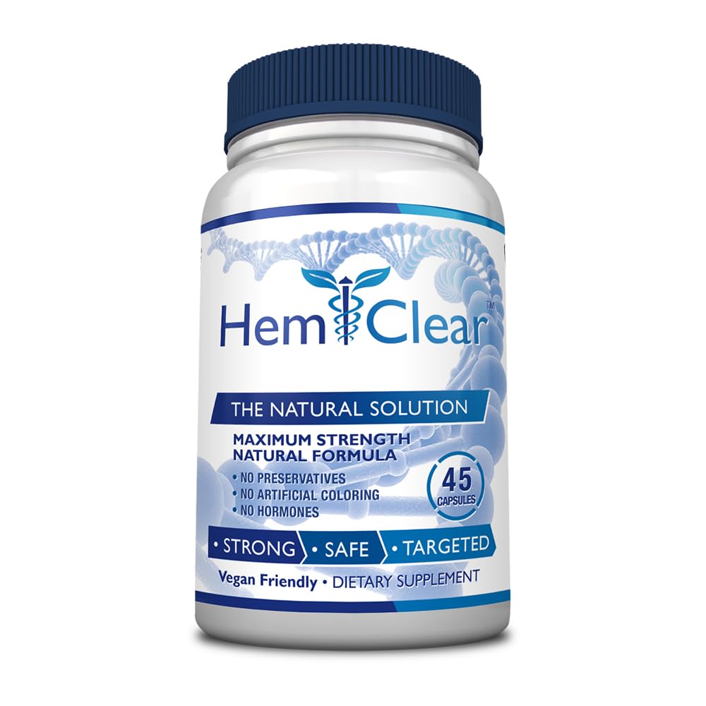 HemClear for Hemorrhoids - Vegan, 100% Natural Formula for Hemorrhoid Relief & Vascular Health - Maximum Strength 1 Bottle - dailyvitalstore