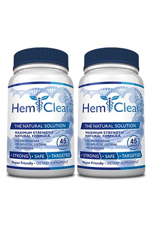 HemClear for Hemorrhoids - Vegan Formula for Hemorrhoid Relief & Vascular Health - Maximum Strength 2 Bottle 90 Capsules - dailyvitalstore