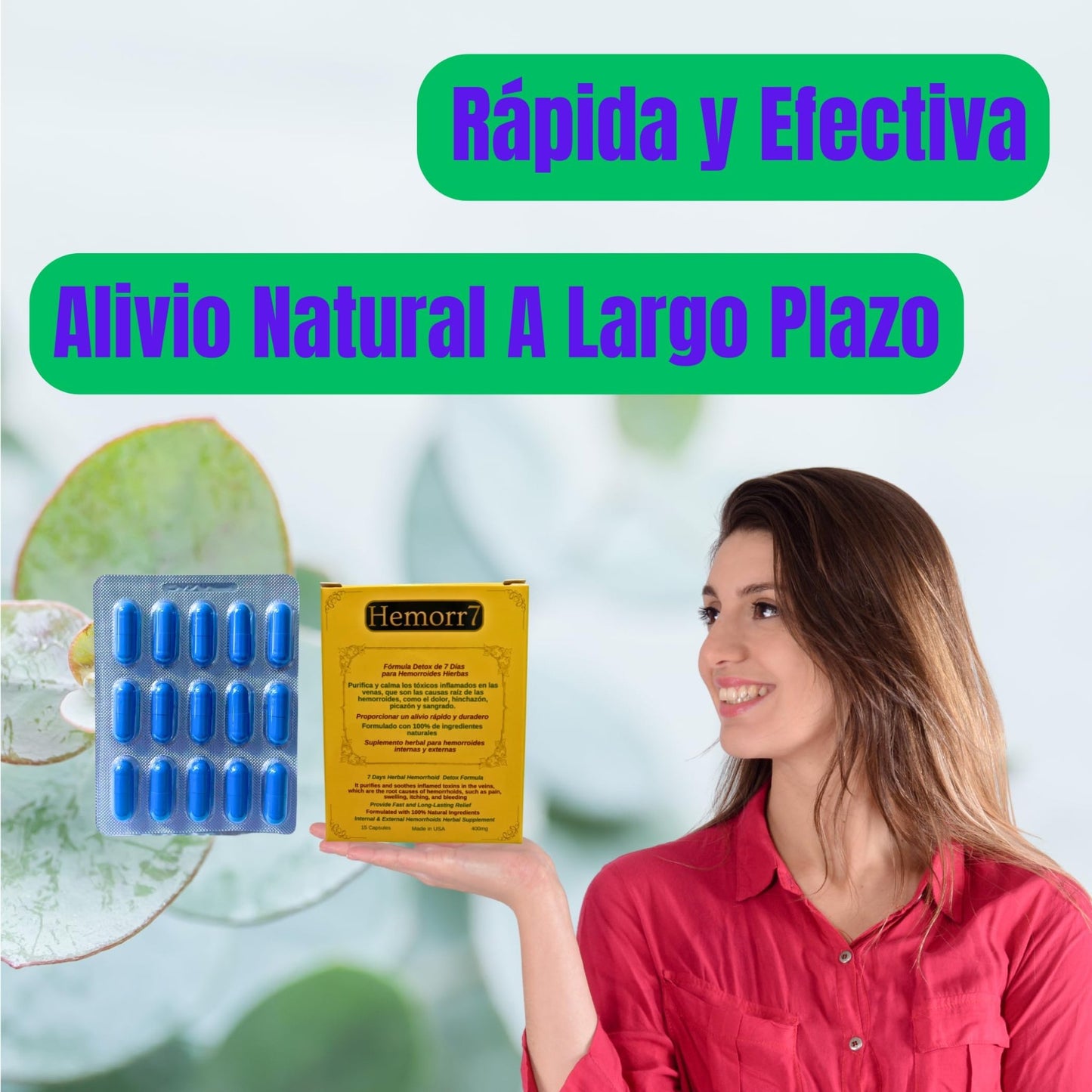Hemorr7: 7Days 15 Capsules Herbal Hemorrhoid Detox Formula,Fórmula Herbal para desintoxicar las hemorroides Durante 7 días - dailyvitalstore