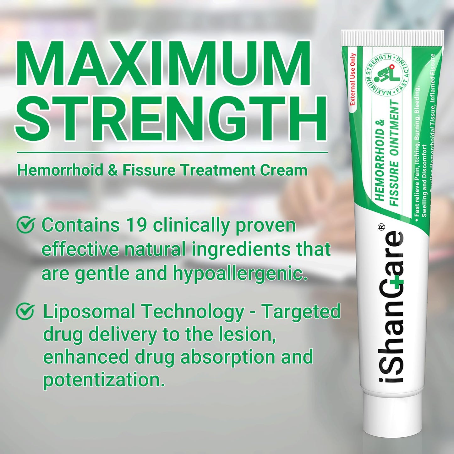 Hemorrhoid Cream, Hemorrhoid & Fissure Treatment Ointment Extra Strength, Relief Anal Pain, Itching, Bleeding, Swelling, Discomfort, Natural Herbs Fast Acting Ingredients, Contains Vitamin E - dailyvitalstore