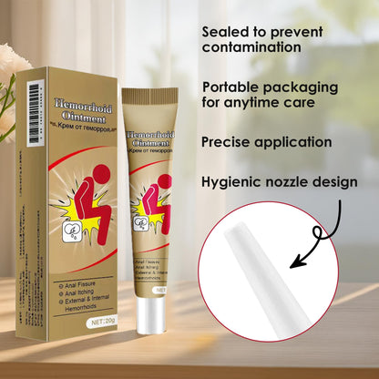 Hemorrhoid Cream, Herbal Hemorrhoid Ointment, Natural Itching & Burning Relief Hemorrhoidal Cream, External Discomfort Support for Men Women 20g - dailyvitalstore