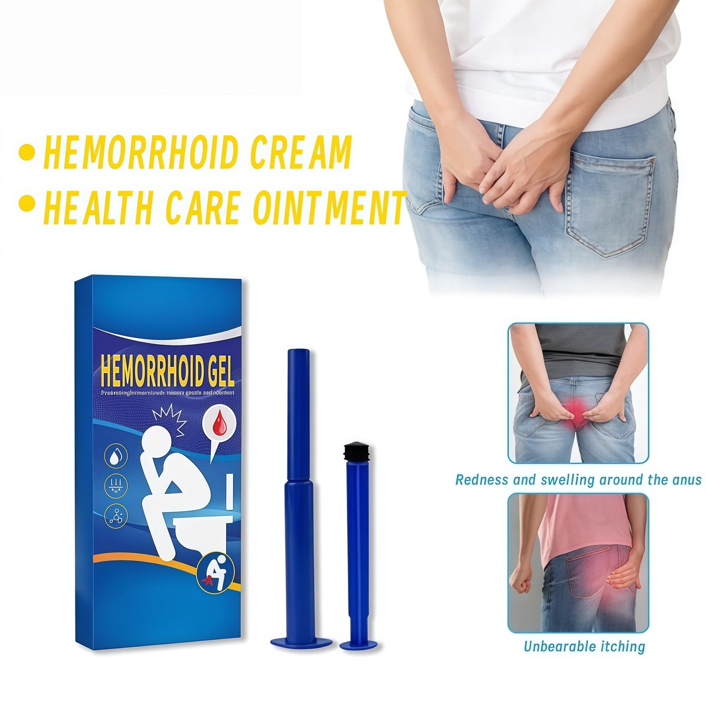 Hemorrhoid Relief Gel with 3 Disposable Applicators - Fast Soothing Cream for Itching & Swelling - Internal & External Treatment (Pack of 3) - dailyvitalstore
