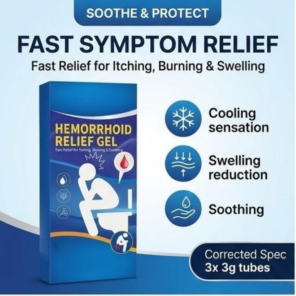 Hemorrhoid Relief Gel with 3 Disposable Applicators - Fast Soothing Cream for Itching & Swelling - Internal & External Treatment (Pack of 3) - dailyvitalstore