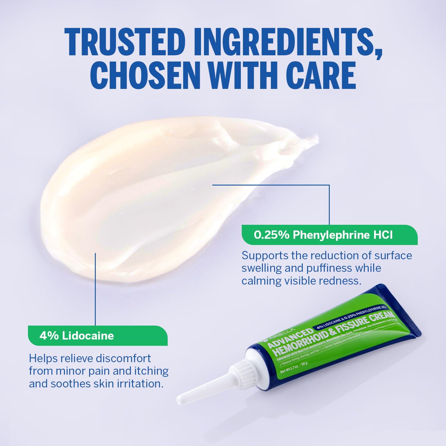Hemorrhoid Treatment Fissure Lidocaine Cream: Advanced Numbing Ointment with Phenylephrine HCI - Fast Acting Natural Strength Soothing Relief of Pain Swelling Discomfort Itching (1.7 Oz, Witch Hazel) - dailyvitalstore