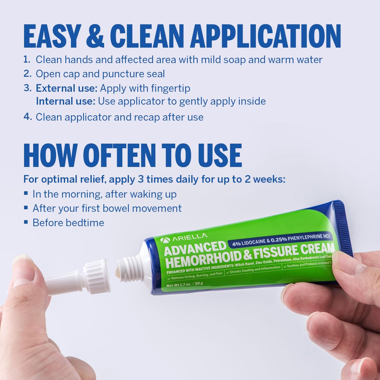 Hemorrhoid Treatment Fissure Lidocaine Cream: Advanced Numbing Ointment with Phenylephrine HCI - Fast Acting Natural Strength Soothing Relief of Pain Swelling Discomfort Itching (1.7 Oz, Witch Hazel) - dailyvitalstore
