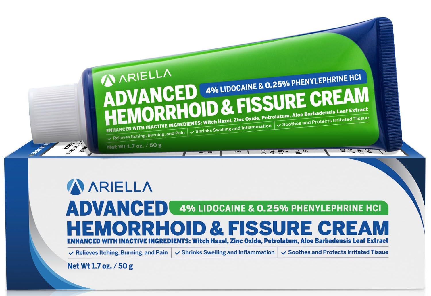 Hemorrhoid Treatment Fissure Lidocaine Cream: Advanced Numbing Ointment with Phenylephrine HCI - Fast Acting Natural Strength Soothing Relief of Pain Swelling Discomfort Itching (1.7 Oz, Witch Hazel) - dailyvitalstore