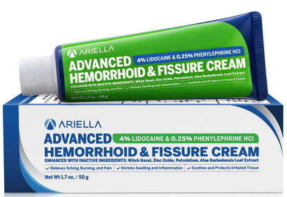 Hemorrhoid Treatment Fissure Lidocaine Cream: Advanced Numbing Ointment with Phenylephrine HCI - Fast Acting Natural Strength Soothing Relief of Pain Swelling Discomfort Itching (1.7 Oz, Witch Hazel) - dailyvitalstore