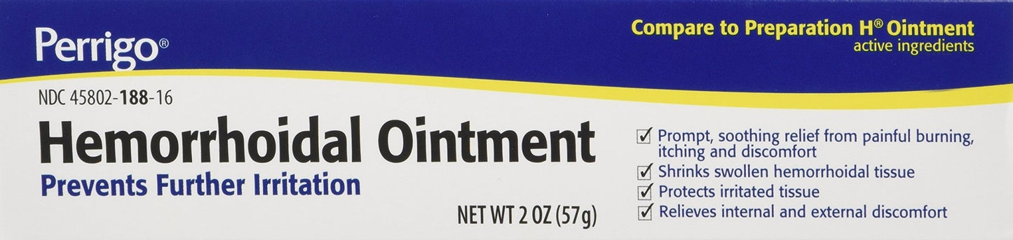 Hemorrhoidal Pain Relief Ointment Generic for Preparation H 2 oz (57g) Per Tube, 2 Ounce (Pack of 3) - dailyvitalstore