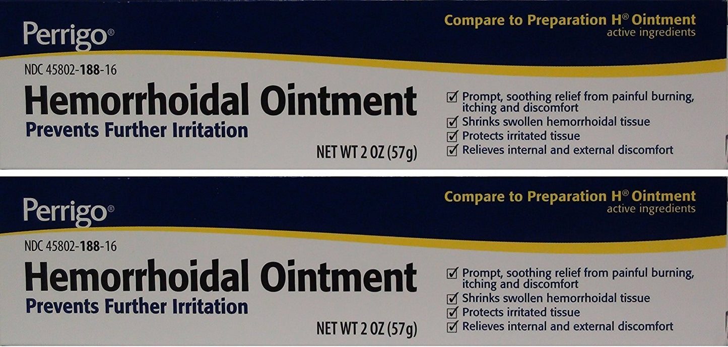 Hemorrhoidal Pain Relief Ointment Generic for Preparation H for Fast Relieves of Internal and External Hemorrhoid Symptoms 2 oz. Per Tube Pack of 2 Total 4 oz. - dailyvitalstore