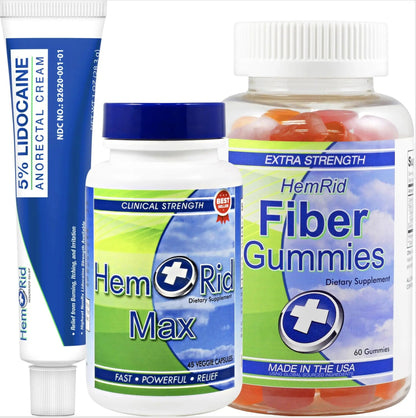 HemRid Complete Hemorrhoid Support System – Max Formula, Lidocaine Cream & Fiber Gummies for Immediate Relief & Long-Term Comfort - dailyvitalstore
