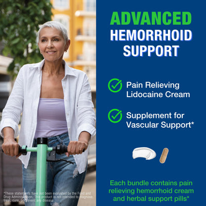HemRid Max and Maximum Strength Lidocaine Cream - Hemorrhoid Relief Bundle for Fast Internal & External Support - Hemorrhoid Pills & Hemorrhoidal Lidocaine Cream for Rapid Comfort & Soothing Care - dailyvitalstore