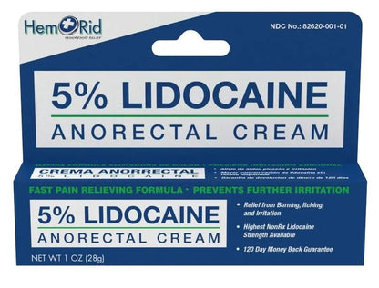 HemRid Maximum Strength Lidocaine Cream for Pain Management. Fast-Acting Hemorrhoid Solution with 5% Lidocaine. Instant Anal Itch and Numbing Effect - dailyvitalstore