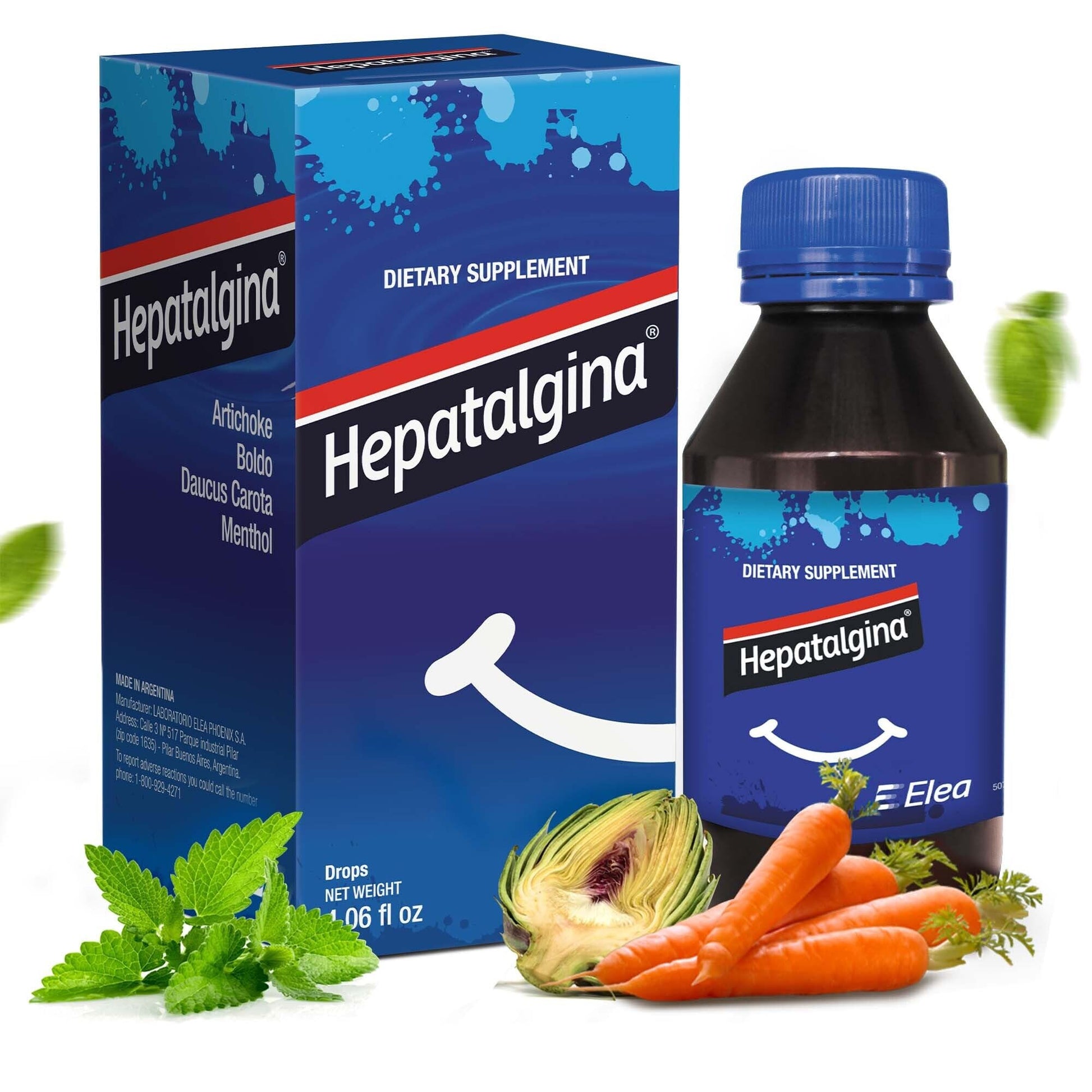 Hepatalgina Liver Support Digestive Protector - Liquid Herbal Supplement with Artichoke Extract for Liver Cleanse Detox & Repair - Liver Detox Cleanse Drops with Mint, Boldo & Carrot - 120 ml - dailyvitalstore