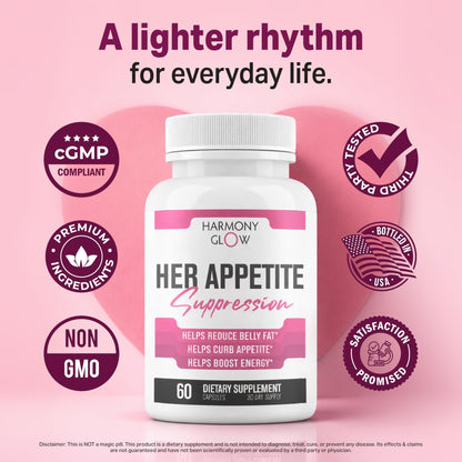 Her Appetite Suppression - Supports Related Metabolic Pathways, Promotes Weight for Women, Helps Control Appetite/Cravings & Promotes Energy - dailyvitalstore