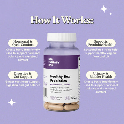 Her Fantasy Box | Healthy Box | Vaginal Probiotics for Women – Prebiotics + Advanced Lactobacillus Blend – Supports Natural Hormonal Balance – Feminine Health Support with Cranberry & D-Mannose - dailyvitalstore