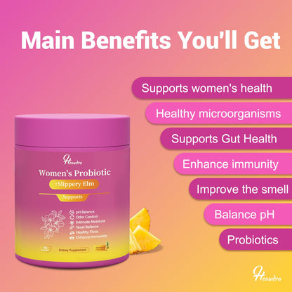Her Juicy Women's Probiotic Gummies: Supports Women’s Wellness & pH Balance, Clean Vegan, Pineapple Flavor, Prebiotics & Lactobacillus Blend, with Slippery Elm, Gut Health & Immune Defense, 60 Gummies - dailyvitalstore