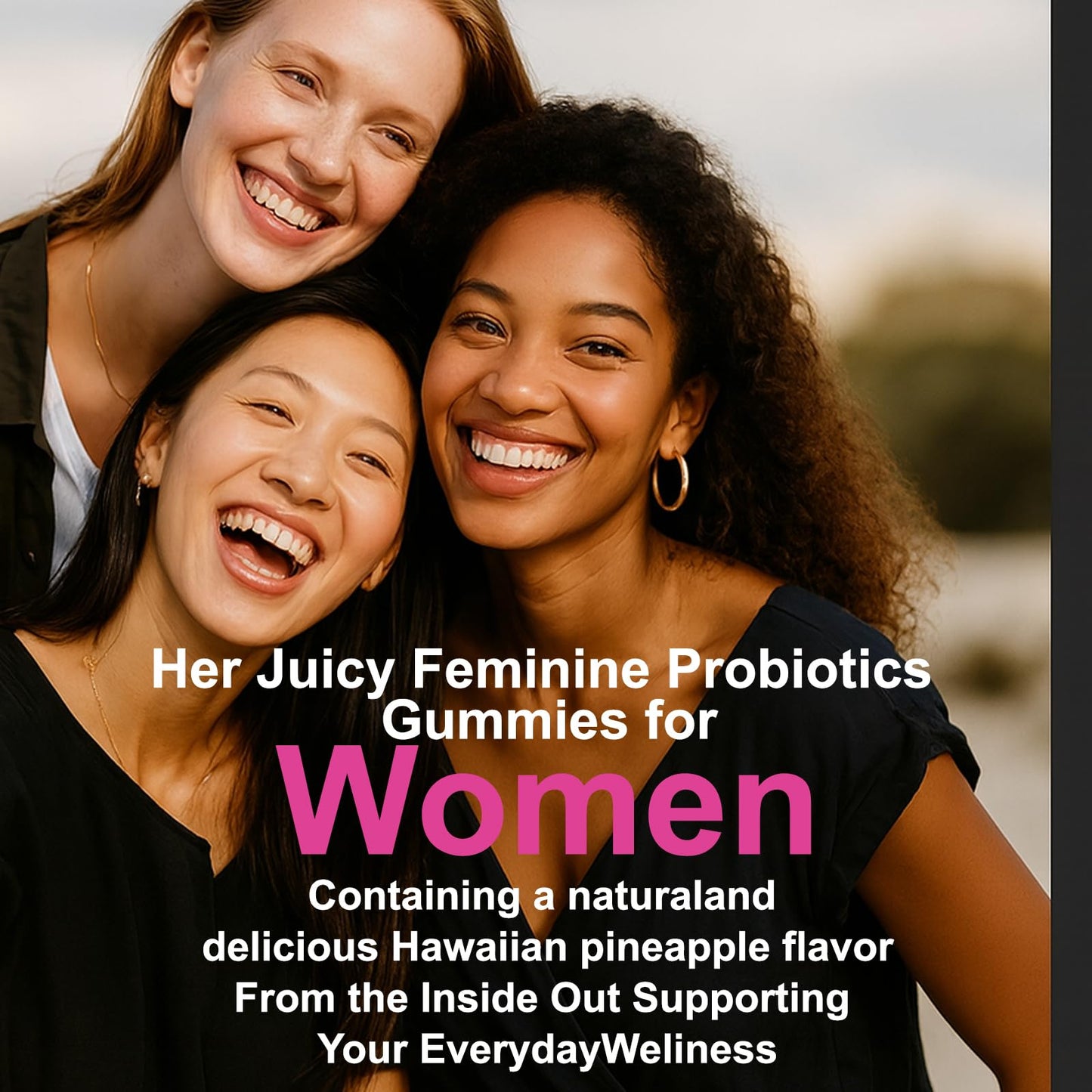 Her Juicy Women's Probiotic Gummies: Supports Women’s Wellness & pH Balance, Clean Vegan, Pineapple Flavor, Prebiotics & Lactobacillus Blend, with Slippery Elm, Gut Health & Immune Defense, 60 Gummies - dailyvitalstore