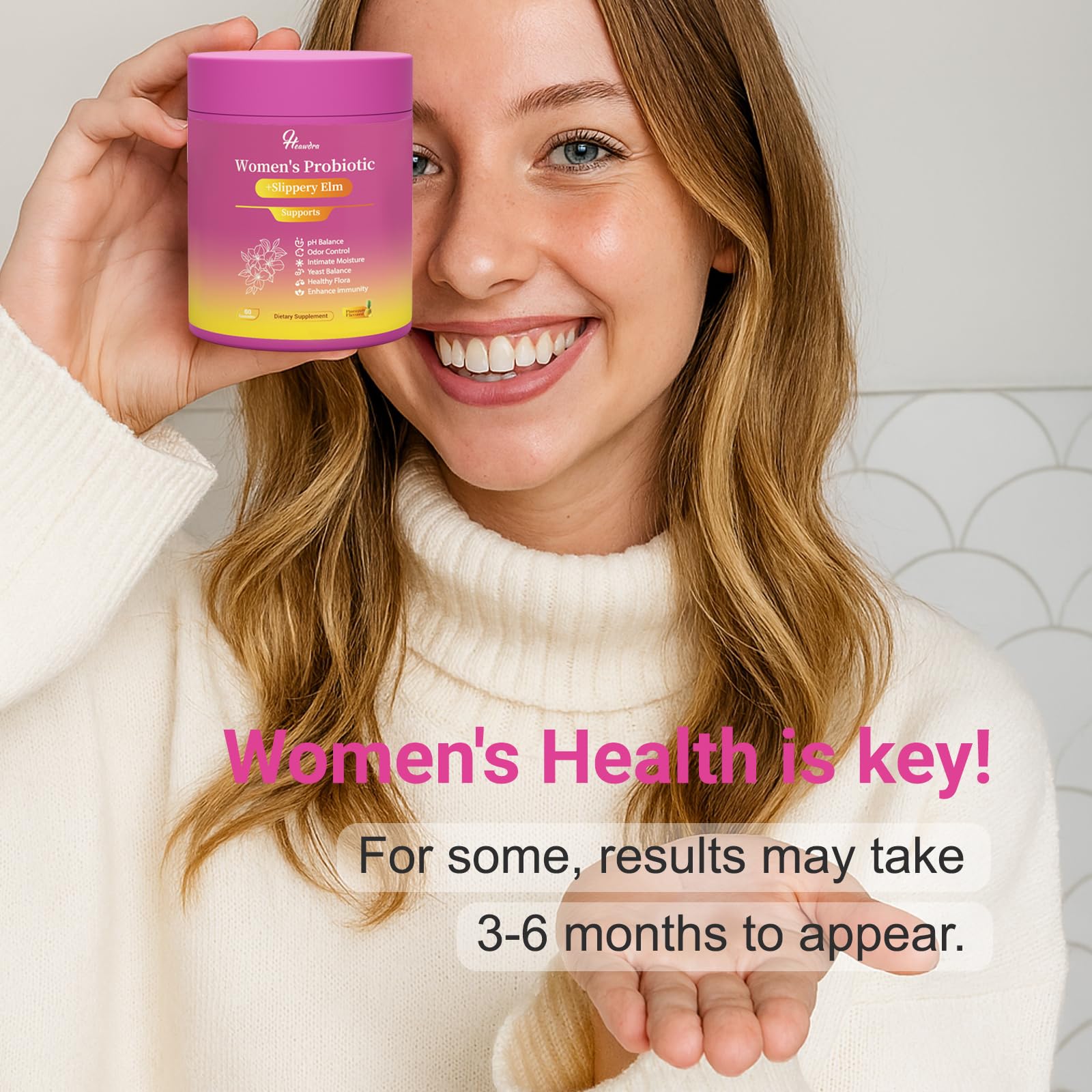 Her Juicy Women's Probiotic Gummies: Supports Women’s Wellness & pH Balance, Clean Vegan, Pineapple Flavor, Prebiotics & Lactobacillus Blend, with Slippery Elm, Gut Health & Immune Defense, 60 Gummies - dailyvitalstore