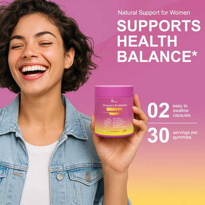 Her Juicy Women's Probiotic Gummies: Supports Women’s Wellness & pH Balance, Clean Vegan, Pineapple Flavor, Prebiotics & Lactobacillus Blend, with Slippery Elm, Gut Health & Immune Defense, 60 Gummies - dailyvitalstore