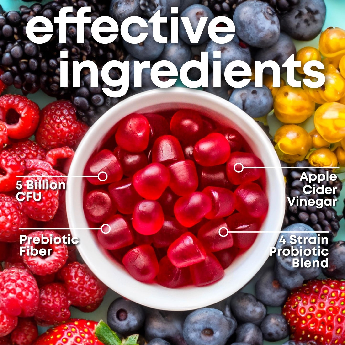 her own Probiotic & Prebiotic Gummy, Supports Digestive Health, Promotes Healthy Gut, Supports Immune Health, 5 Billion CFUs, Gluten and Soy Free, - dailyvitalstore