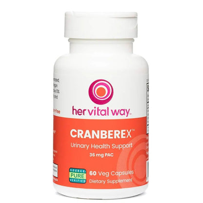 her vital way Cranberex - Cranberry Pills for Women and Men - Cranberry Supplement with 36mg PAC - Cranberry Extract Capsules for Urinary Tract Health and Kidney Care - 60 Veg Capsules - dailyvitalstore