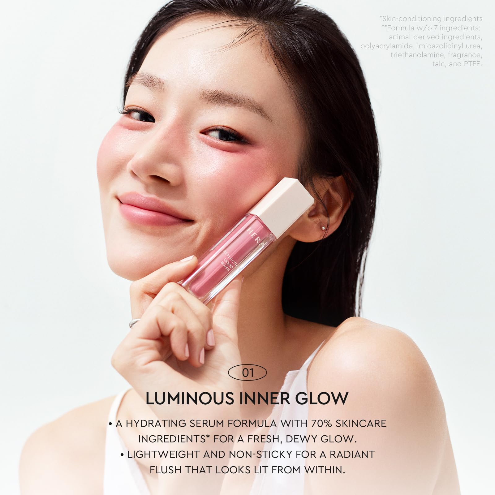 HERA Reflection Liquid Blush 360 Cherry Bomb 7.5g – Glass Skin Glow, Hydrating Serum Formula with 70% Skincare Ingredients, Buildable Radiance, Sheer Color, Korean Makeup - dailyvitalstore