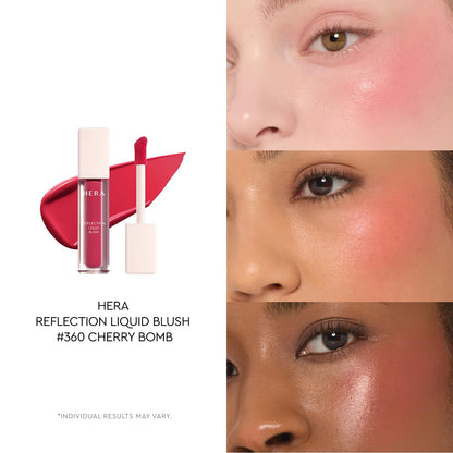 HERA Reflection Liquid Blush 360 Cherry Bomb 7.5g – Glass Skin Glow, Hydrating Serum Formula with 70% Skincare Ingredients, Buildable Radiance, Sheer Color, Korean Makeup - dailyvitalstore