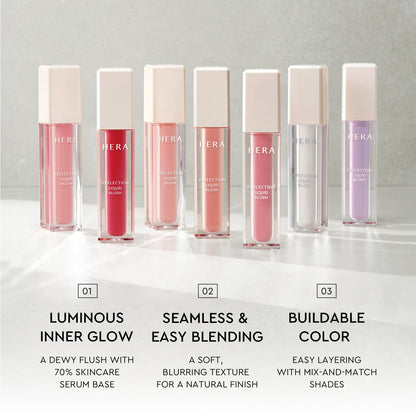 HERA Reflection Liquid Blush 360 Cherry Bomb 7.5g – Glass Skin Glow, Hydrating Serum Formula with 70% Skincare Ingredients, Buildable Radiance, Sheer Color, Korean Makeup - dailyvitalstore
