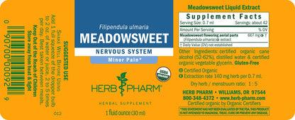 Herb Pharm Certified Organic Meadowsweet Liquid Extract for Minor Pain - 1 Ounce (DMEAD01) - dailyvitalstore