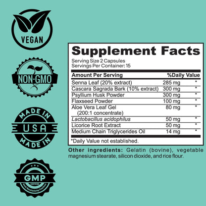 Herb Vitality 15-Day Colon Cleanse – Detox & Gut Health Support with Probiotics, Aloe Vera, Licorice Root & Psyllium Husk - dailyvitalstore