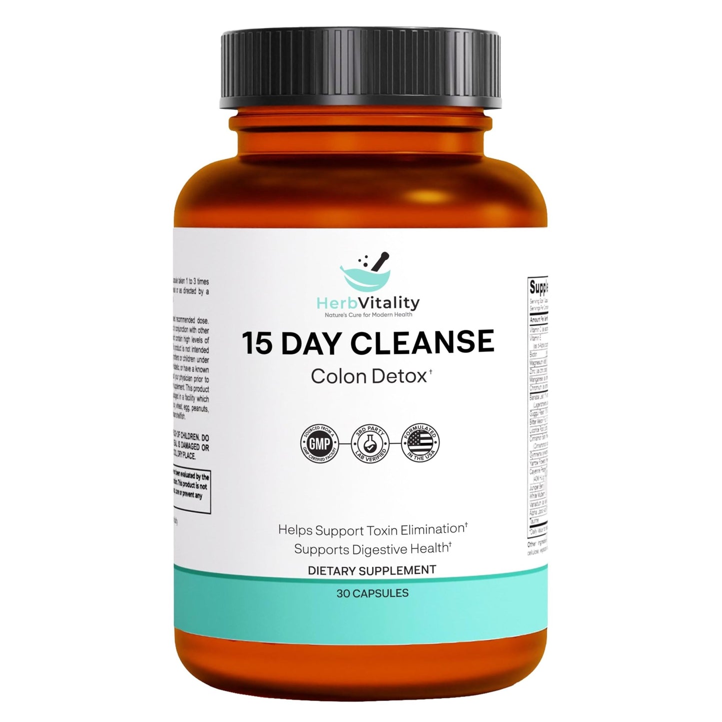 Herb Vitality 15-Day Colon Cleanse – Detox & Gut Health Support with Probiotics, Aloe Vera, Licorice Root & Psyllium Husk - dailyvitalstore
