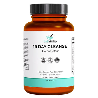 Herb Vitality 15-Day Colon Cleanse – Detox & Gut Health Support with Probiotics, Aloe Vera, Licorice Root & Psyllium Husk - dailyvitalstore