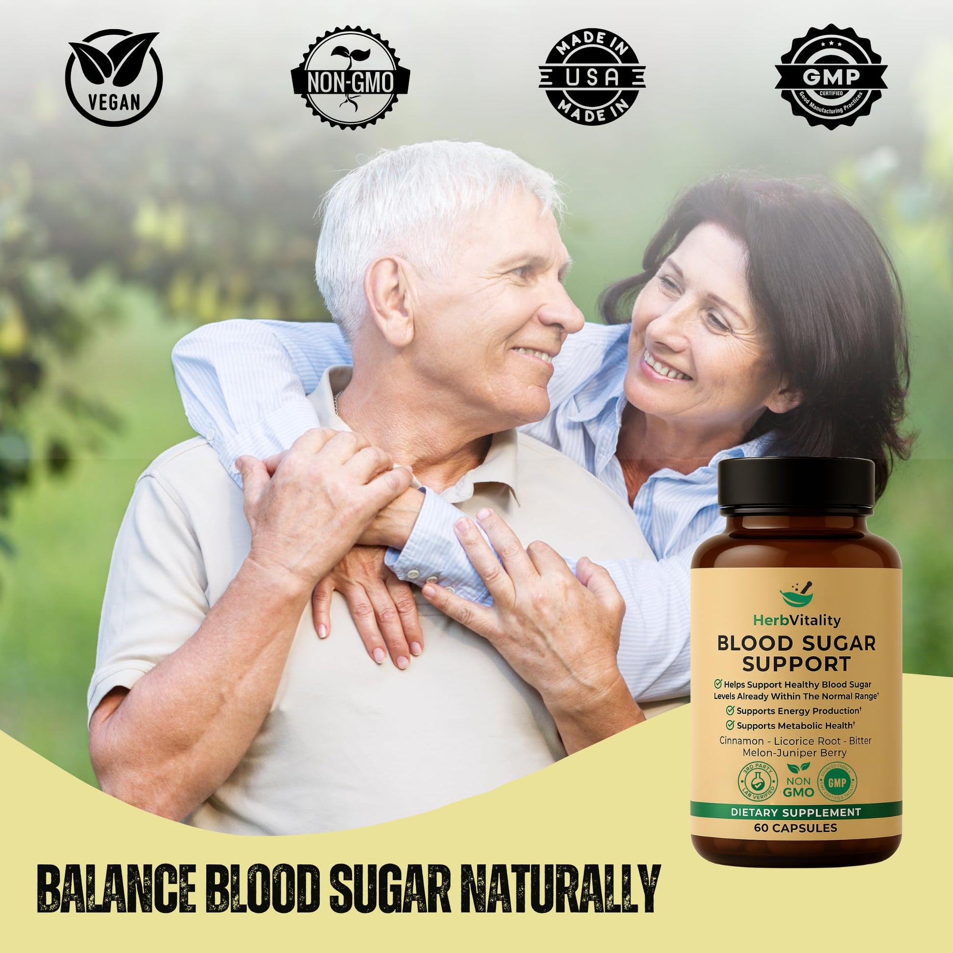 Herb Vitality Blood Sugar Support Supplement with Cinnamon, Bitter Melon – Supports Healthy Blood Sugar Levels Already Within Normal ranges - dailyvitalstore