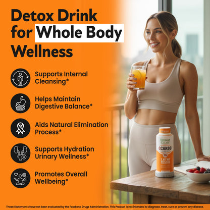 Herbal Clean Qcarbo16 Same-Day Detox Cleanse Drink (16 fl oz) - Orange Flavor Full Body Cleanse* Detox Drink for Moderate Toxin Level - dailyvitalstore