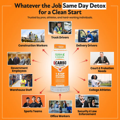 Herbal Clean Qcarbo16 Same-Day Detox Cleanse Drink (16 fl oz) - Orange Flavor Full Body Cleanse* Detox Drink for Moderate Toxin Level - dailyvitalstore