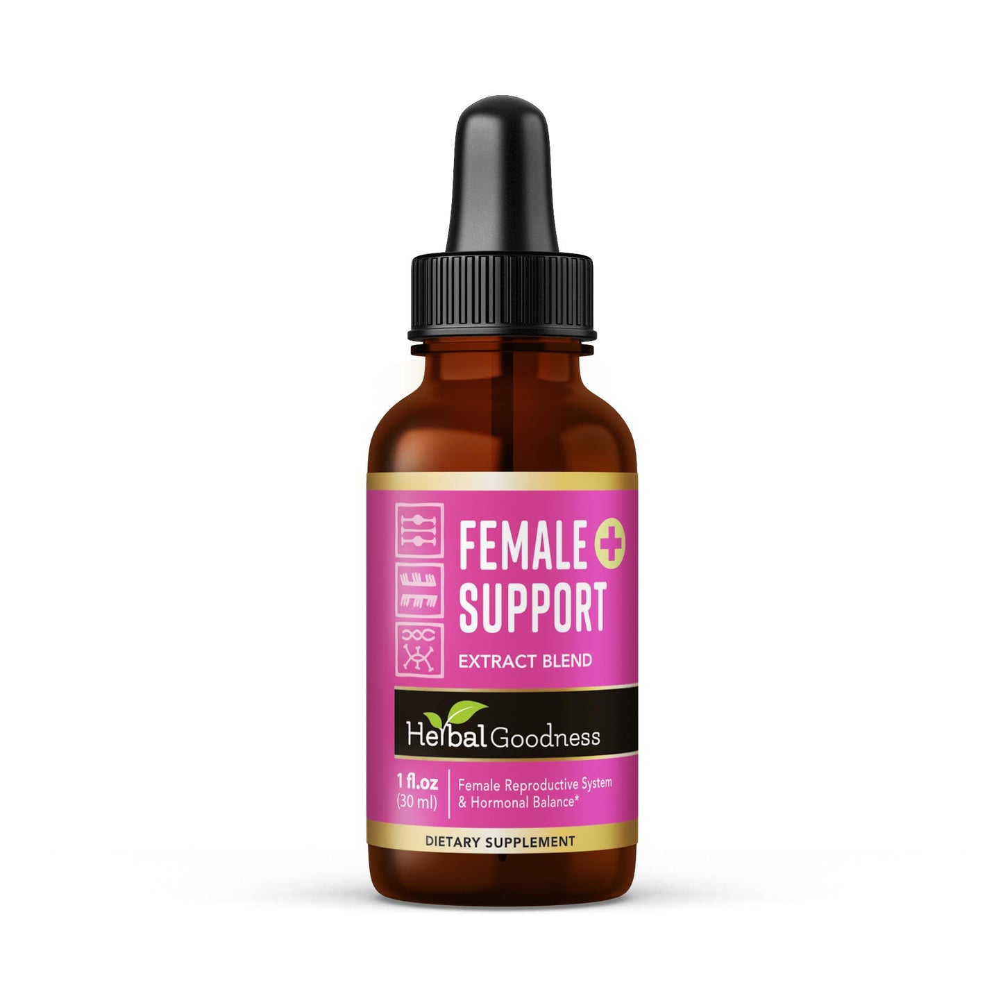 Herbal Goodness Female Support Supplement 1 Fl. oz – Natural Herbal Blend for Women’s Hormonal Health, Energy & Wellness – Adaptogenic Liquid Formula – Non-GMO, Gluten-Free – 1 Bottle - dailyvitalstore