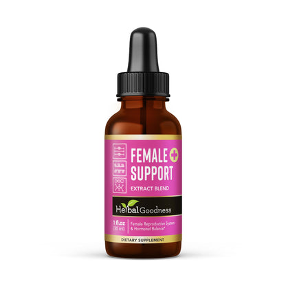 Herbal Goodness Female Support Supplement 1 Fl. oz – Natural Herbal Blend for Women’s Hormonal Health, Energy & Wellness – Adaptogenic Liquid Formula – Non-GMO, Gluten-Free – 1 Bottle - dailyvitalstore
