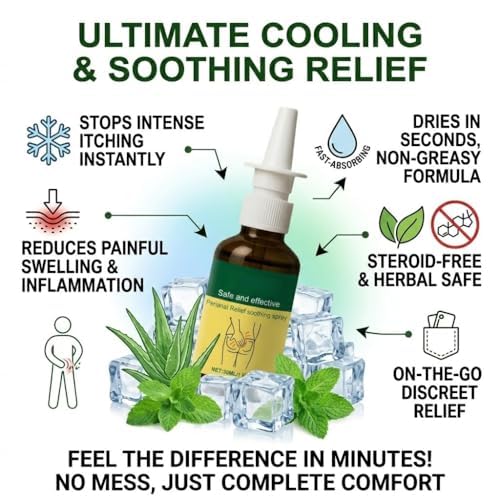 Herbal Hemorrhoid Relief Spray - Fast Acting Relief for Anal Swelling, Itching & Pain, Soothing Perianal Nursing Spray for Discomfort, Natural Plant-Based Formula, 30ML / 1 FL.OZ - dailyvitalstore