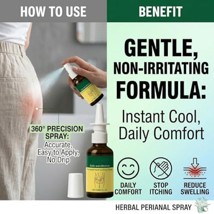 Herbal Hemorrhoid Relief Spray - Fast Acting Relief for Anal Swelling, Itching & Pain, Soothing Perianal Nursing Spray for Discomfort, Natural Plant-Based Formula, 30ML / 1 FL.OZ - dailyvitalstore