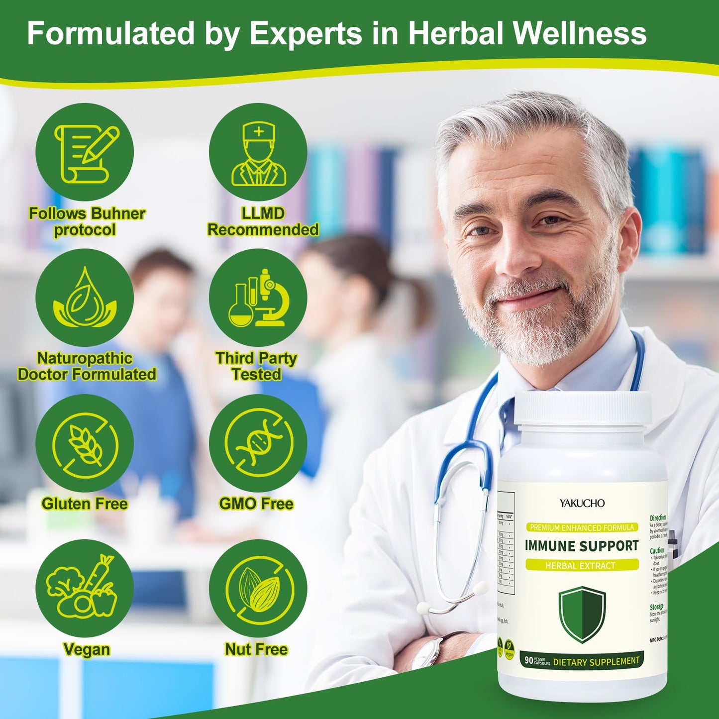 Herbal Immune Support Supplement, Vegan Capsules with Japanese Knotweed, Cat’s Claw, Skullcap & Sanguinolenta, Supports Immune Health & Overall Wellness, Gluten-Free - dailyvitalstore