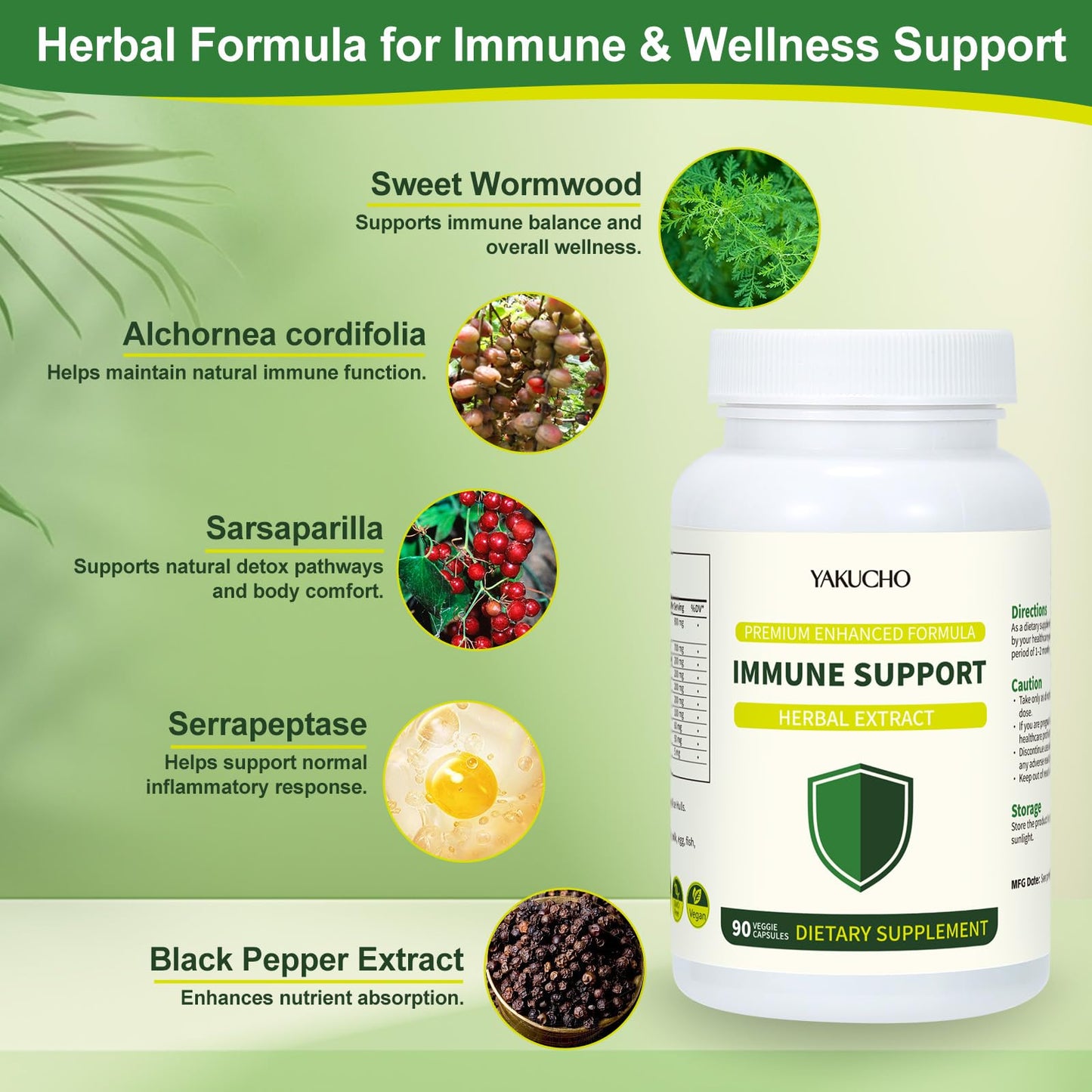 Herbal Immune Support Supplement, Vegan Capsules with Japanese Knotweed, Cat’s Claw, Skullcap & Sanguinolenta, Supports Immune Health & Overall Wellness, Gluten-Free - dailyvitalstore