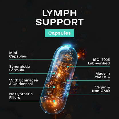 Herbal Lymph System Support Supplement - Lymphatic Support Complex with Echinacea Goldenseal Astragalus & Hydroxytyrosol for Lymphatic Drainage & Immune Support - Vegan Non-GMO Gluten Free (1 Month) - dailyvitalstore