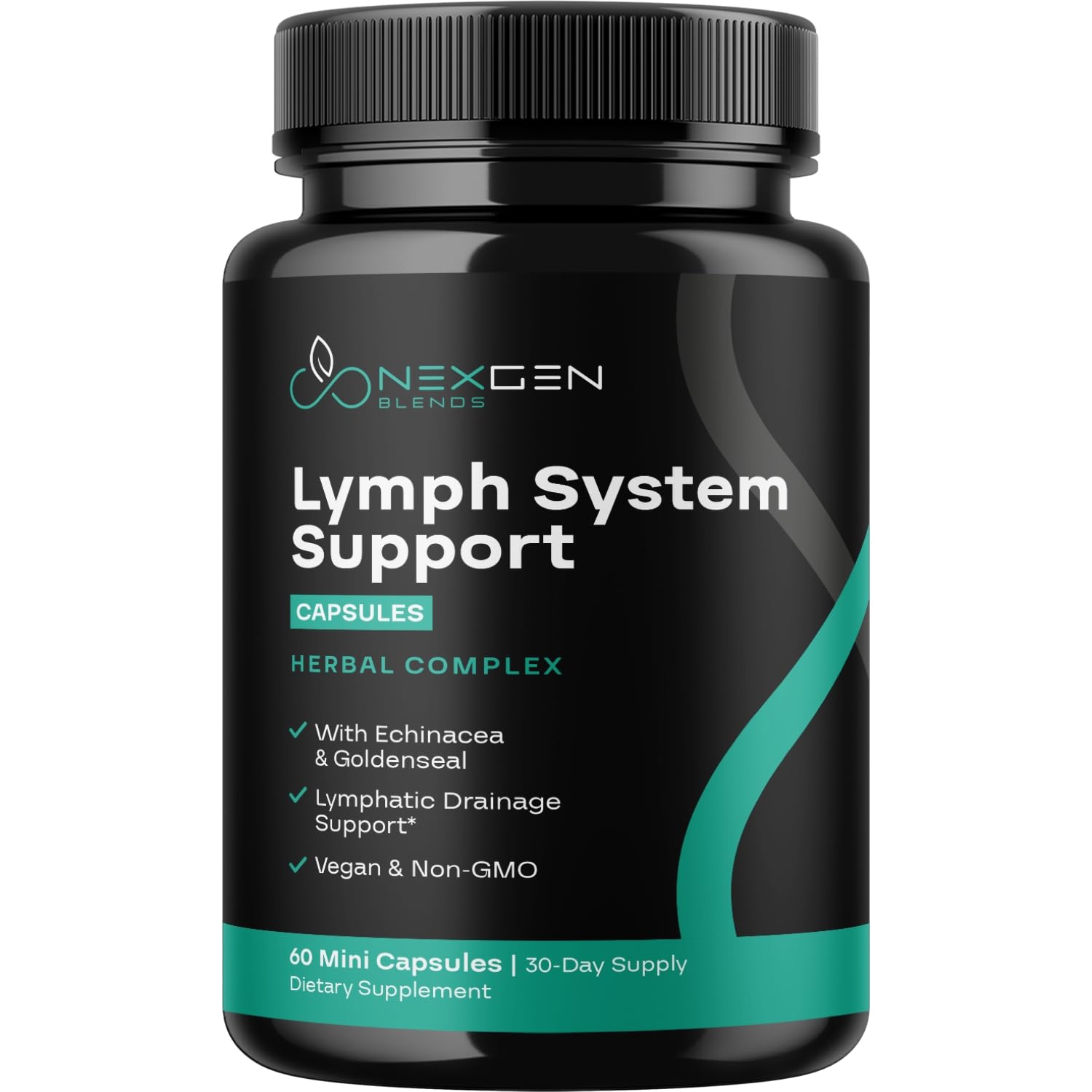 Herbal Lymph System Support Supplement - Lymphatic Support Complex with Echinacea Goldenseal Astragalus & Hydroxytyrosol for Lymphatic Drainage & Immune Support - Vegan Non-GMO Gluten Free (1 Month) - dailyvitalstore