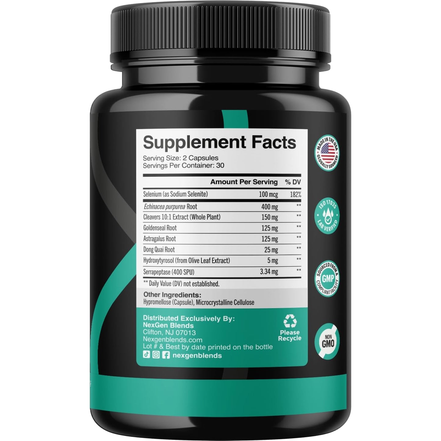 Herbal Lymph System Support Supplement - Lymphatic Support Complex with Echinacea Goldenseal Astragalus & Hydroxytyrosol for Lymphatic Drainage & Immune Support - Vegan Non-GMO Gluten Free (1 Month) - dailyvitalstore