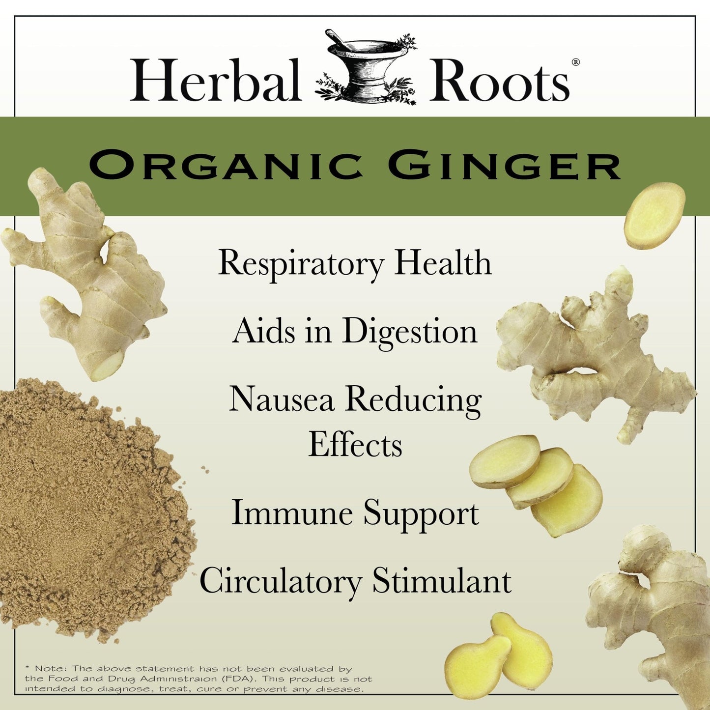 Herbal Roots Ginger Supplement | Organic Ginger Root Capsules | 1,200 mg of Pure Ginger Powder per Serving | 60 Vegan Capsules - dailyvitalstore