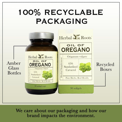 Herbal Roots Oil of Oregano - Made from Mediterranean Oregano Oil - 90 Easy to Swallow Softgel Capsules - Extra Strength 150mg - dailyvitalstore