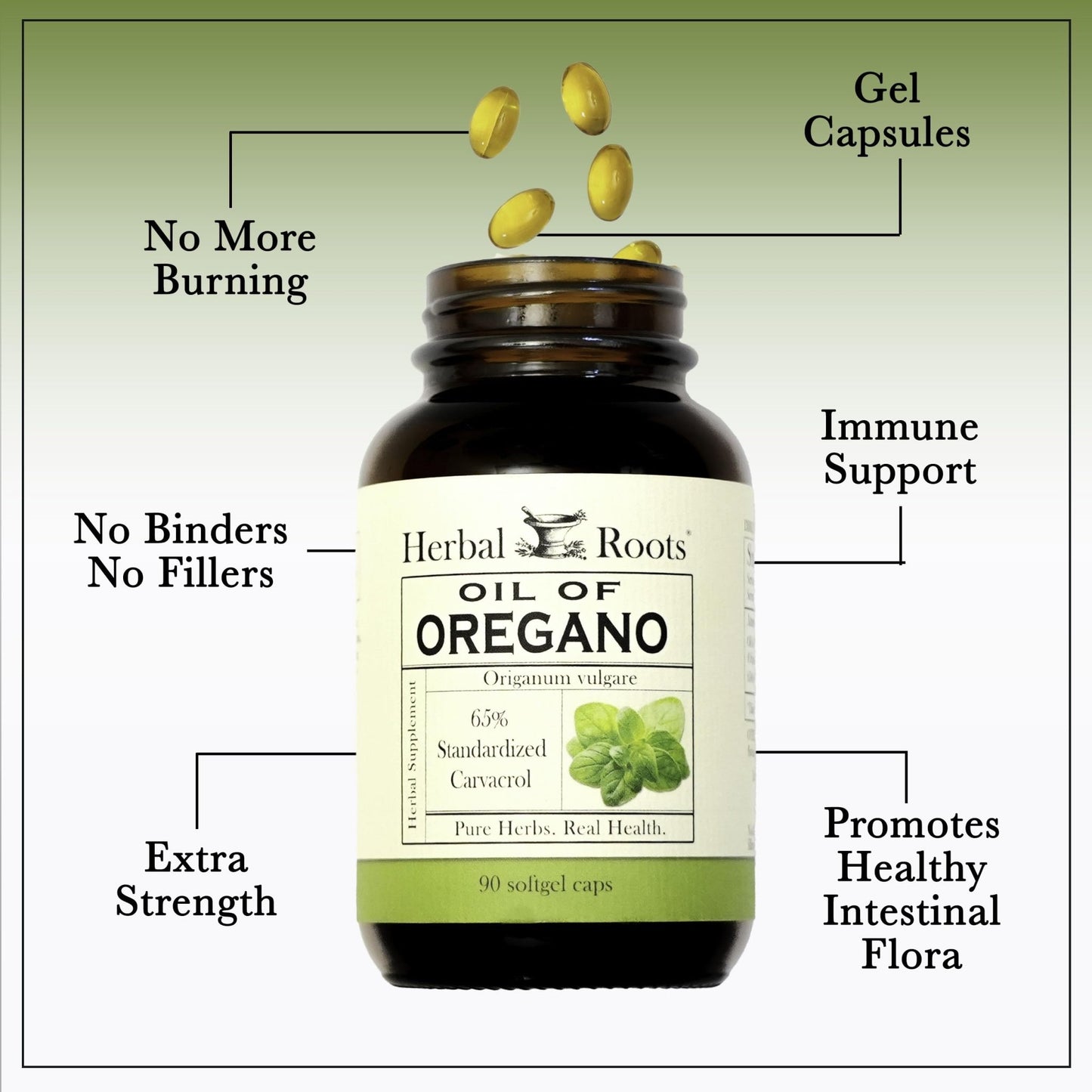 Herbal Roots Oil of Oregano - Made from Mediterranean Oregano Oil - 90 Easy to Swallow Softgel Capsules - Extra Strength 150mg - dailyvitalstore