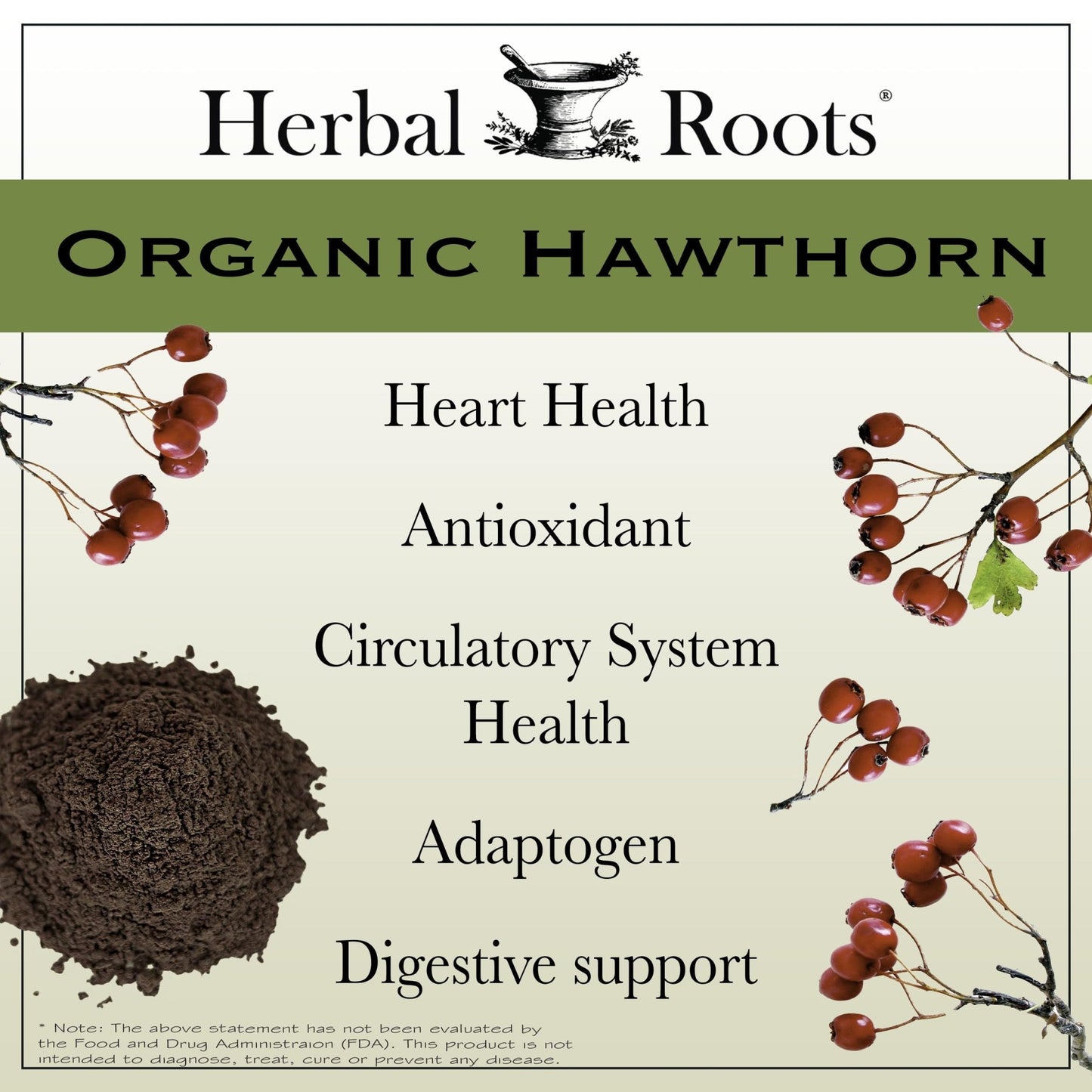 Herbal Roots Organic Hawthorn Berry Capsules | Extra Strength 1,200mg per Serving | 60 Vegan Capsules - dailyvitalstore