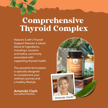 Herbal Thyroid Support Complex - Potent Kelp Iodine Supplement with L Tyrosine, Bladderwrack, Selenium & Pure Ashwagandha for Hormone Balance - dailyvitalstore
