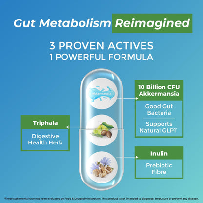 Herbal Wisdom Akkermansia Probiotic 10 Billion CFU - Advanced Support, Probiotic+Prebiotic | for Gut & Metabolism Support - No Bloating | with Inulin & Triphala - dailyvitalstore